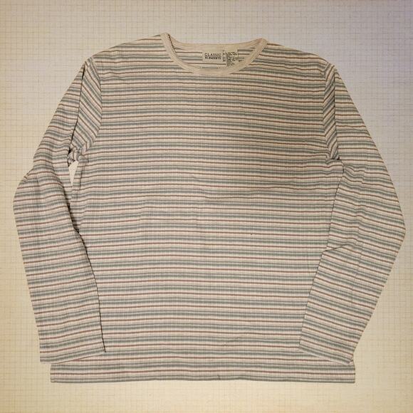 Vintage Classic Elements Women's Medium Striped Long Sleeve Shirt Ribbed Knit - Picture 1 of 8